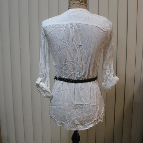 NWT Wet Seal white belted button up shirt top XS extra small - Picture 5 of 6